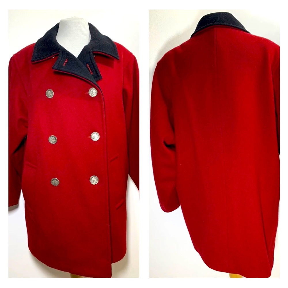 Steve By Searle Wool Coat Jacket Wool Red Winter Vintage US8 UK Size 12 - Picture 1 of 8